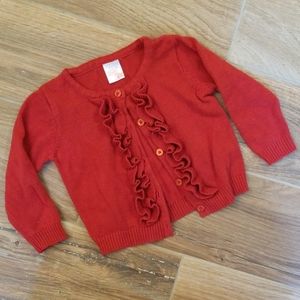 Red Ruffled Cardigan